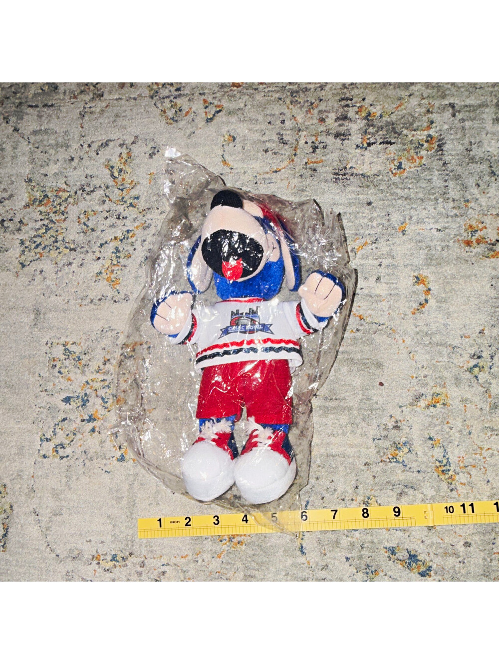 GMAC GMAC Bowl Dog Plush Stuffed Animal Blue White Red Small 2001 Vintage